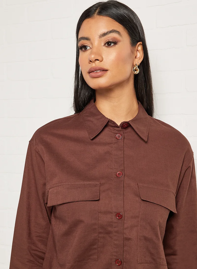 4th & Reckless Alessia Long Sleeve Shirt Brown