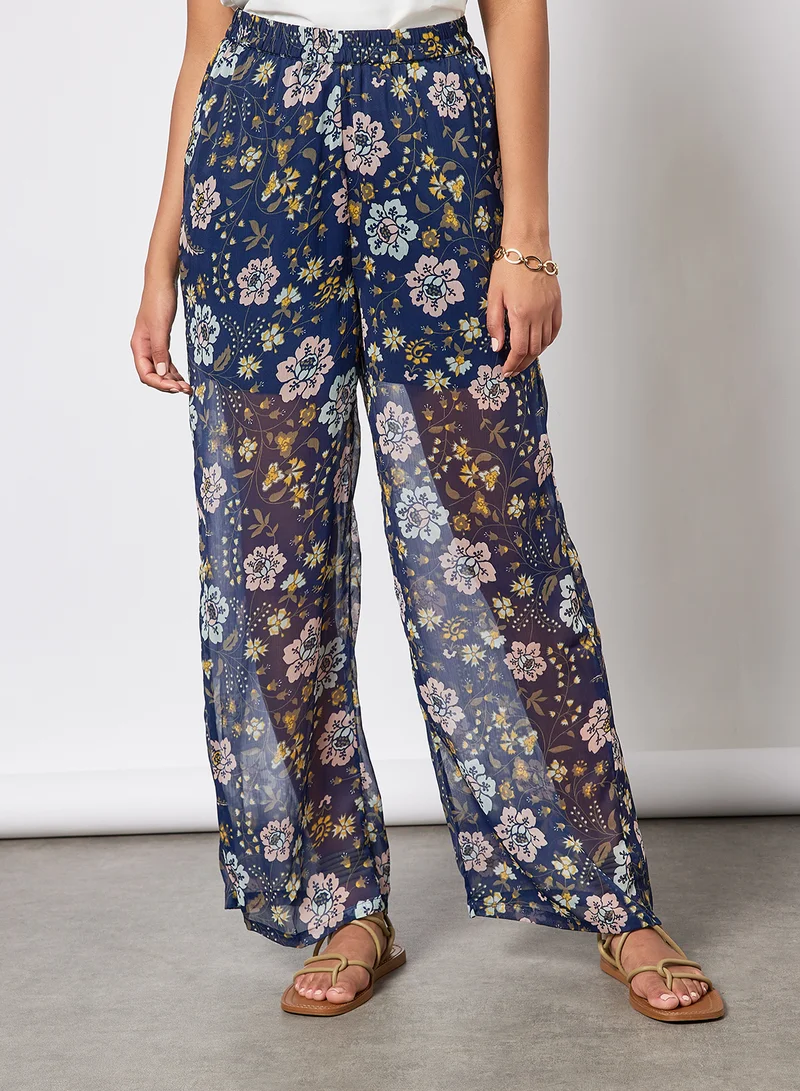 I.Scenery High Waist Floral Print Pants