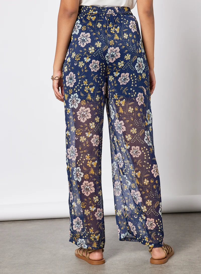 I.Scenery High Waist Floral Print Pants