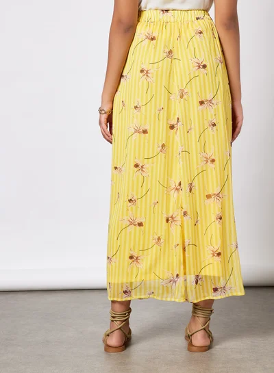 I.Scenery Floral Print Maxi Skirt Yellow