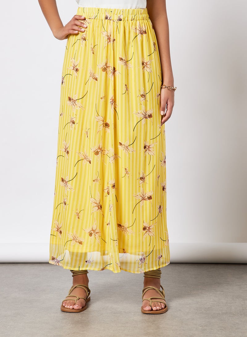 I.Scenery - Floral Print Maxi Skirt Yellow - Image 1