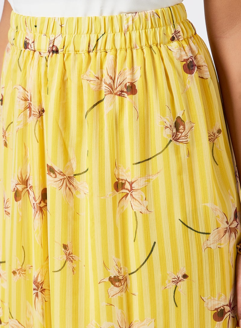 I.Scenery - Floral Print Maxi Skirt Yellow - Image 1