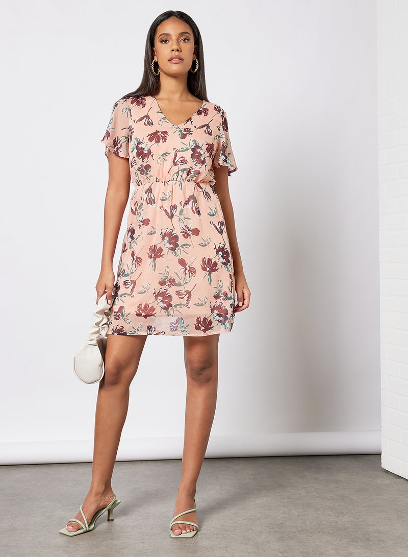 I.Scenery - Floral Print Mini Dress Light Pink - Image 1