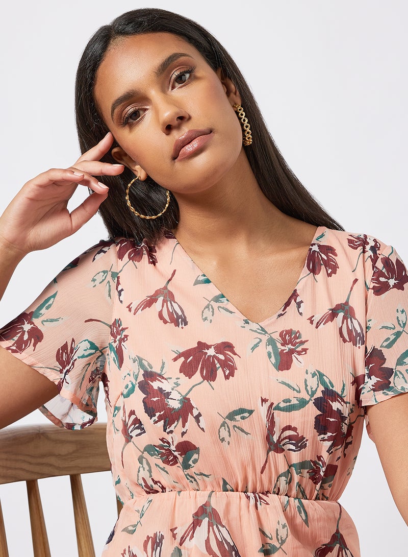 I.Scenery - Floral Print Mini Dress Light Pink - Image 1