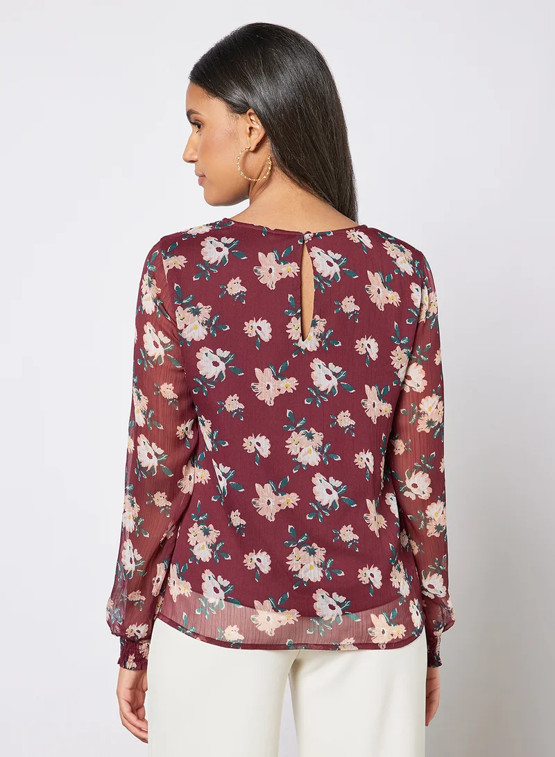 I.Scenery Floral Print Top