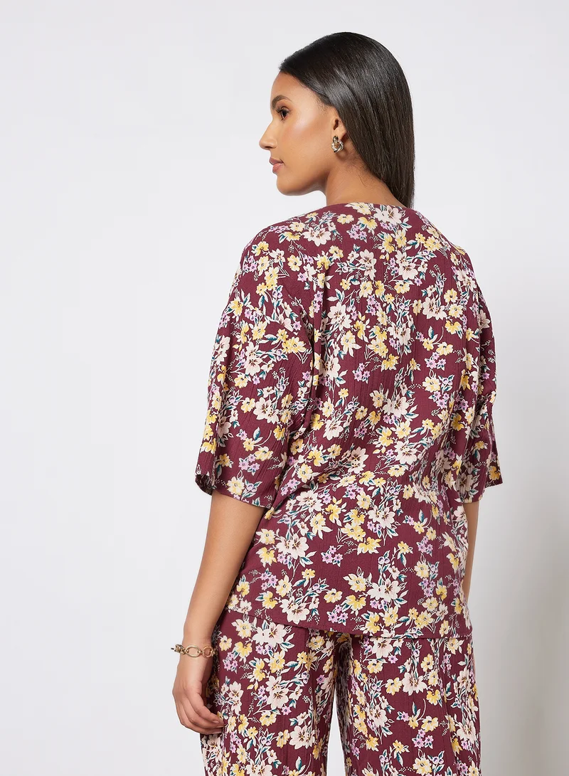 I.Scenery Floral Short Kimono