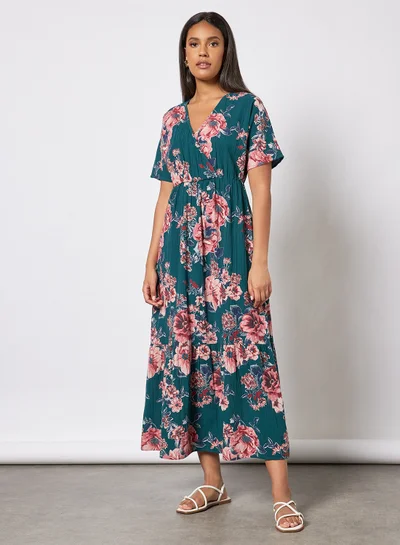 I.Scenery Floral Dress Light Teal