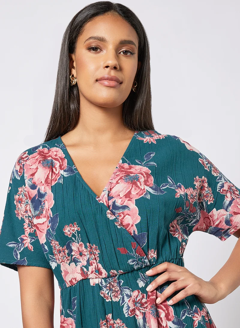 I.Scenery Floral Dress Light Teal