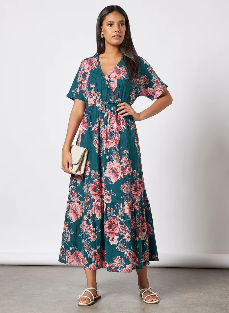 I.Scenery Floral Dress Light Teal