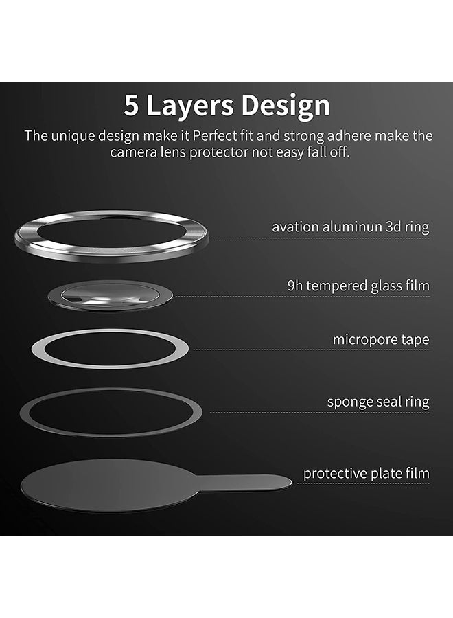 Techshare 9H Glass Individual Ring Camera Lens Protector For Apple iPhone 13 Pro Black - Image 4