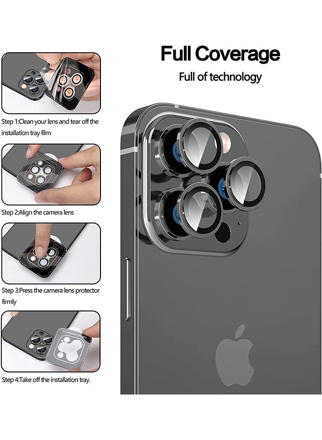 Techshare 9H Glass Individual Ring Camera Lens Protector For Apple iPhone 13 Pro Black - Image 5