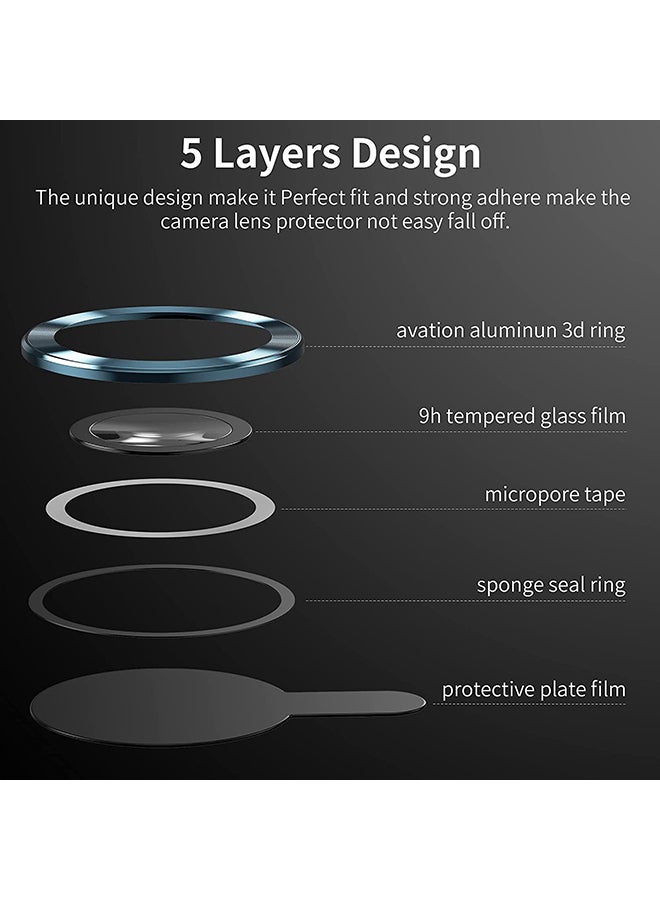 Techshare - 9H Glass Individual Ring Camera Lens Protector For Apple iPhone 13 Pro Max Blue - Image 1