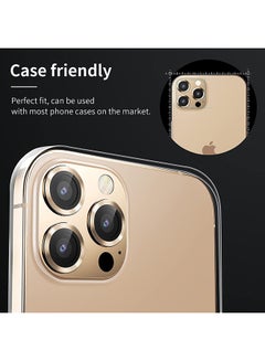 Techshare 9H Glass Individual Ring Camera Lens Protector For Apple iPhone 13 Pro Max Gold  - Image 3