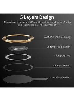 Techshare 9H Glass Individual Ring Camera Lens Protector For Apple iPhone 13 Pro Max Gold  - Image 5