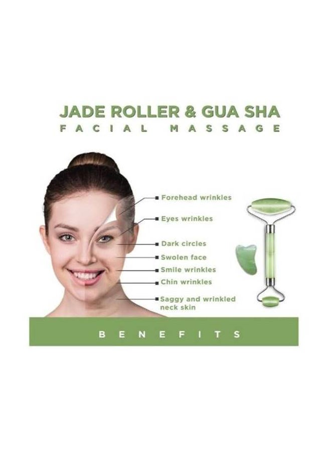 ماركة غير محددة - طقم تدليك الوجه Jade Roller  مكون من قطعتين متنوع - Image 1