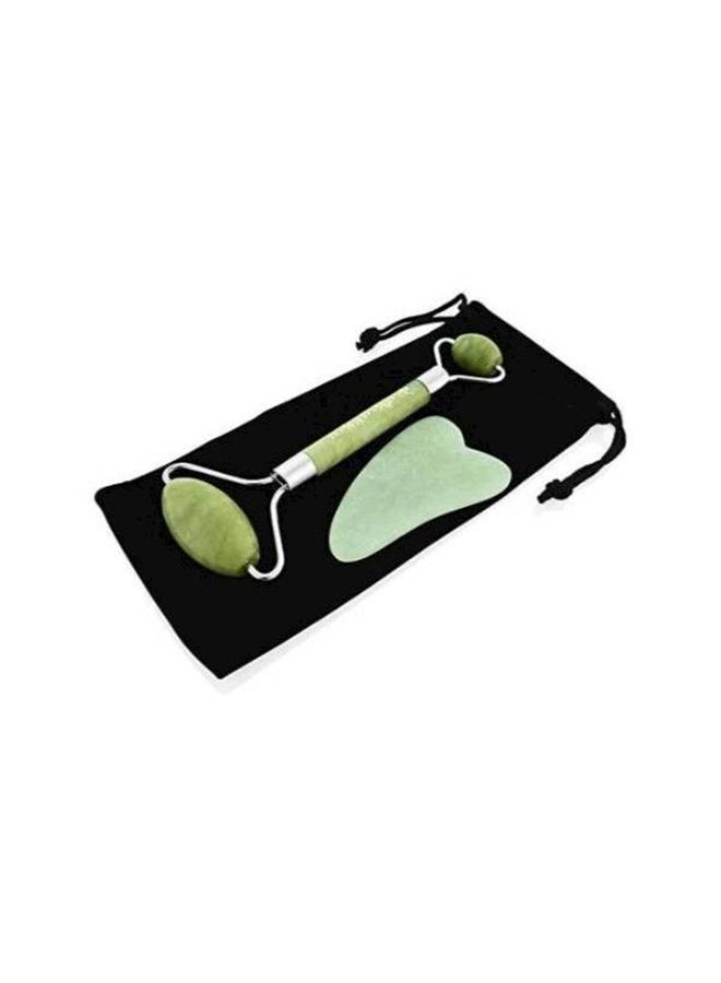 ماركة غير محددة - طقم تدليك الوجه Jade Roller  مكون من قطعتين متنوع - Image 1