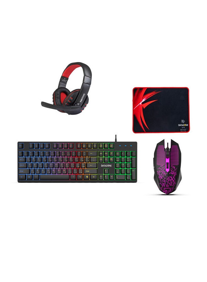 داتا زون ماوس ألعاب سلكي بإضاءة خلفية مع لوحة مفاتيح ولوحة ماوس وسماعة رأس - Image 2