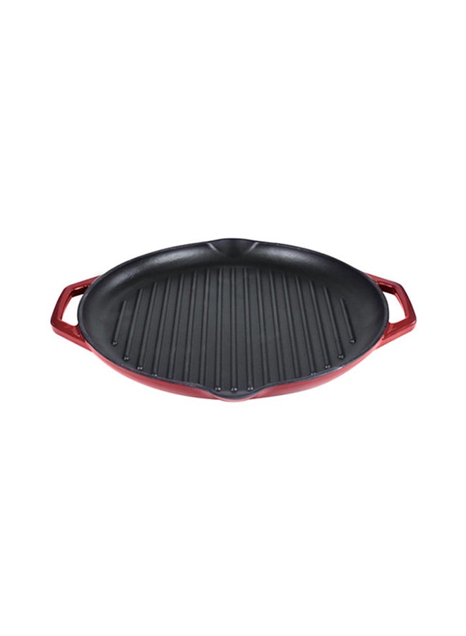 PROCILA Cast Iron Round Grill Pan Red/Black 32cm  - Image 1