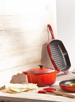 PROCILA Cast Iron Round Grill Pan Red/Black 26cm  - Image 5