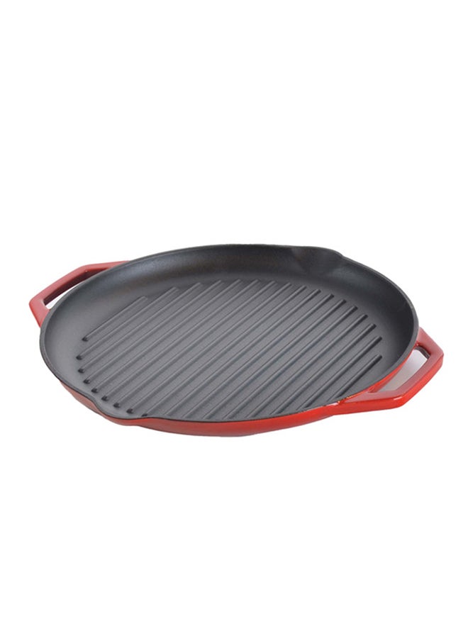 PROCILA Cast Iron Round Grill Pan Red/Black 32cm  - Image 3