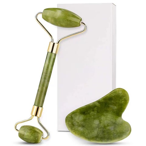 طقم تدليك الوجه Jade Roller  مكون من قطعتين متنوع