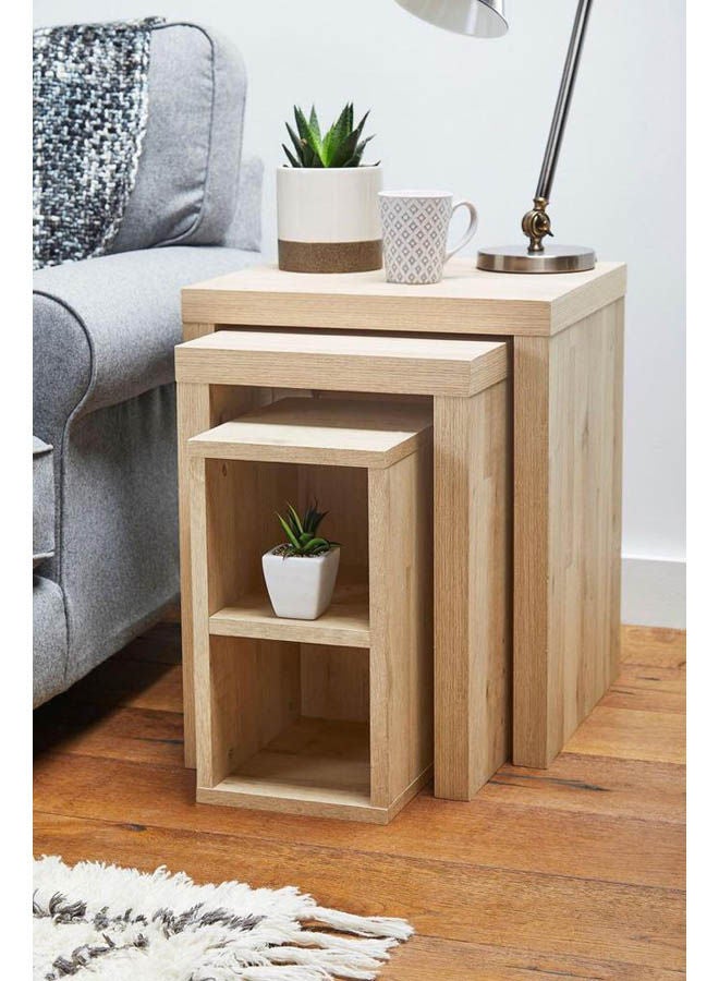 Art Wood Elegant Corner Square Table Beige 35x65x35cm 