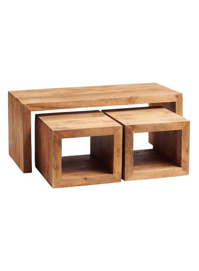 Art Wood Elegant Corner Rectangle Table Brown 90x50x40cm 