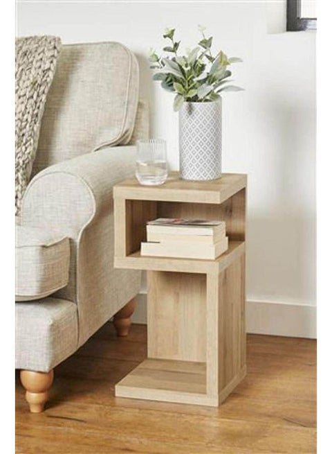 Elegant Corner Square Table Beige 30x60x30cm