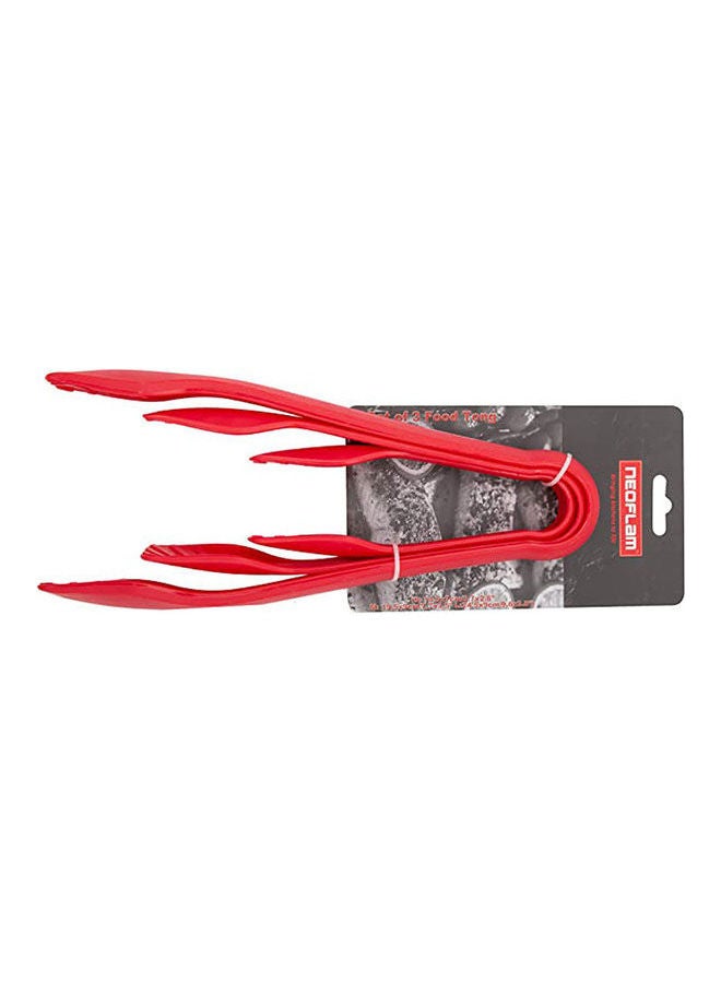 Plastic Food Tong Set Of3 Red