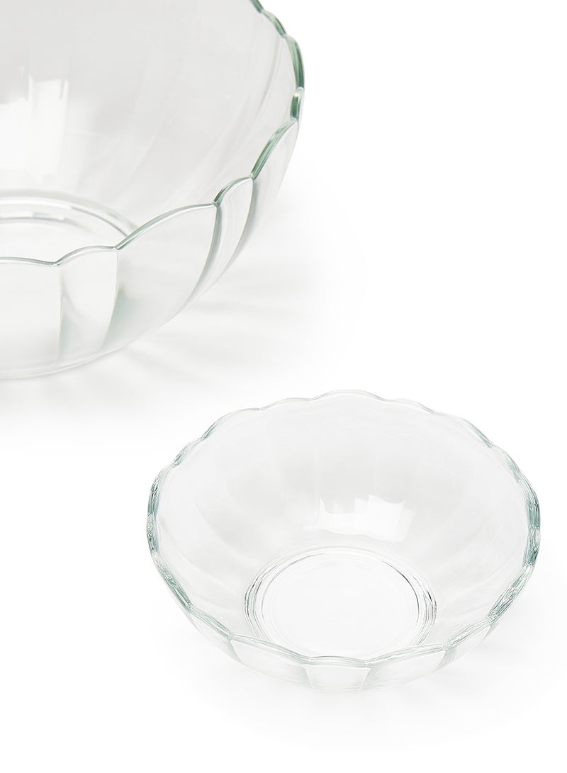 Noon East 5 Piece Glass Bowl Set - Light Weight - For Dessert, Fruit, Snack, Soup, Salad - Bowl Set - Soup Set - Bowls - Soup Dishes - Mixing Bowl - Serving Bowl Serves4 - Clear Clear 1x18cm , 4x10 - Image 4
