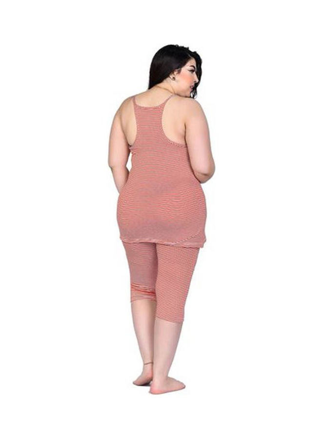 Caesar - Casual Strapped Sweetheart Neck Pyjama Set Red - Image 1