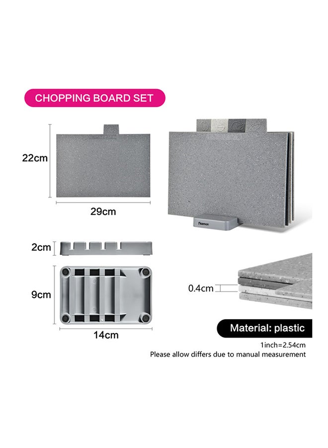 Fissman - 5-Piece Index Cutting Board Set Four Chopping Board And One Stand Multicolor 29x22.5cm - Image 1