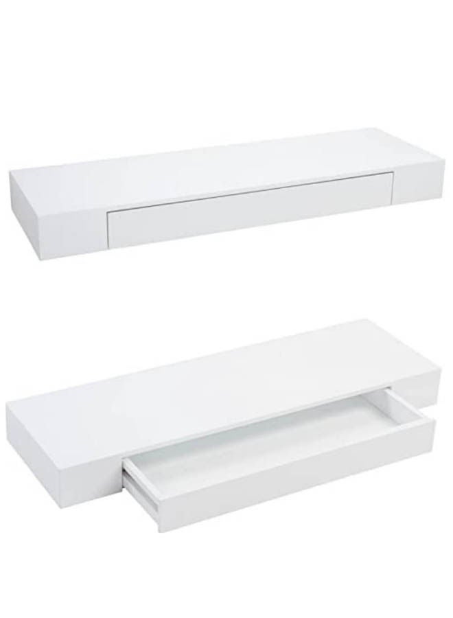 Art Wood - Uses Shelf And Drawer White 90x15x30cm - Image 1