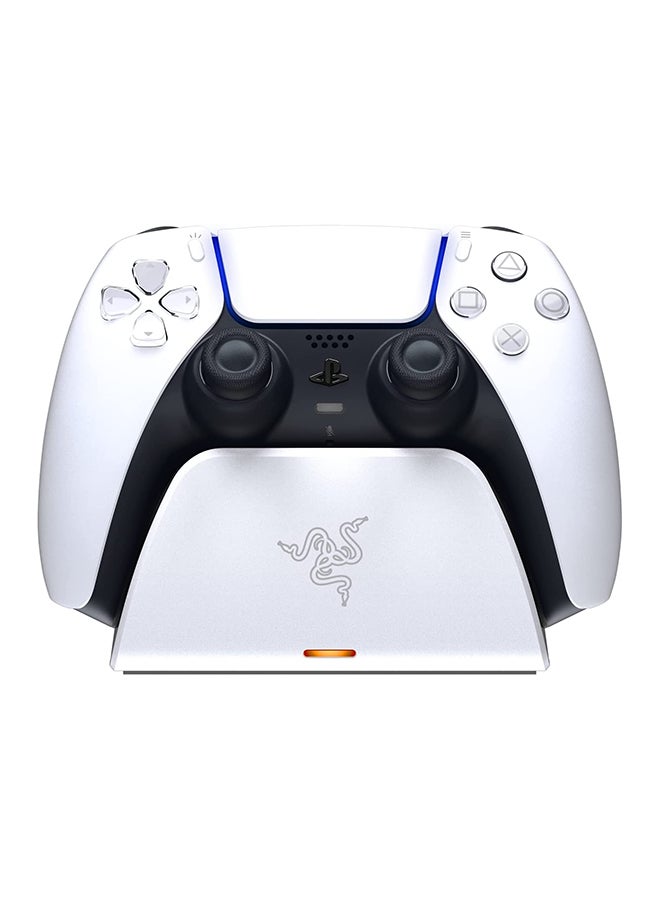 RAZER - Quick Charging Stand For Playstation 5 - Quick Charge, Curved Cradle Design, Matches Ps5 Dualsense Wireless Controller, One-Handed Navigation, Usb Powered - White (Controller Sold Separately) - Image 1