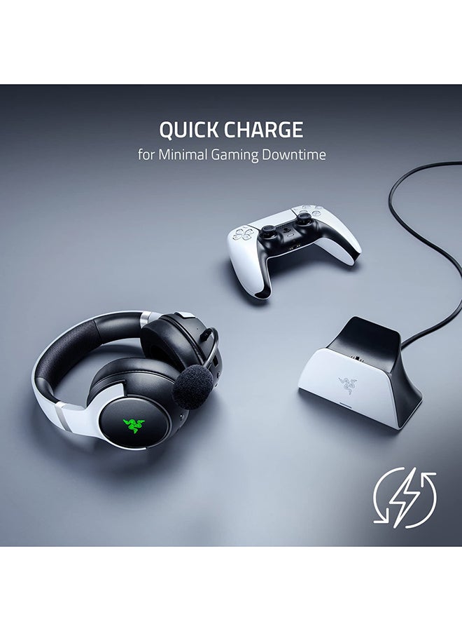 RAZER - Quick Charging Stand For Playstation 5 - Quick Charge, Curved Cradle Design, Matches Ps5 Dualsense Wireless Controller, One-Handed Navigation, Usb Powered - White (Controller Sold Separately) - Image 1