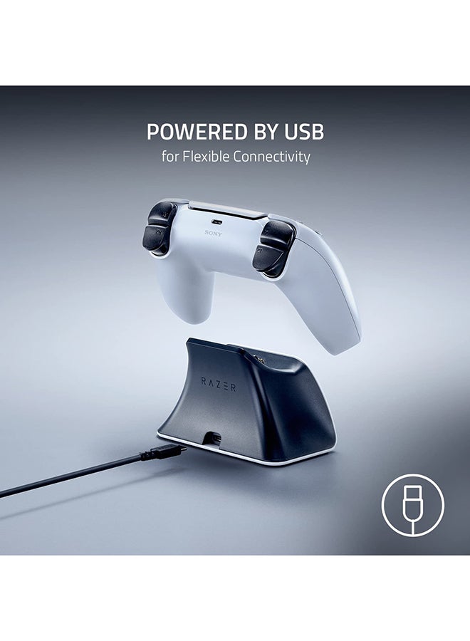 RAZER - Quick Charging Stand For Playstation 5 - Quick Charge, Curved Cradle Design, Matches Ps5 Dualsense Wireless Controller, One-Handed Navigation, Usb Powered - White (Controller Sold Separately) - Image 1