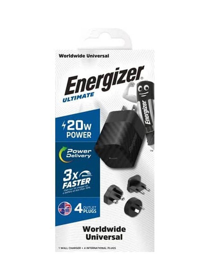 Energizer Wall Charger 20W Gan Power Delivery Charger. 1 X Usb-C. Technology Black  - Image 3