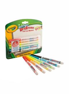 6 Count Dry-Erase Fine Line Washable Markers
