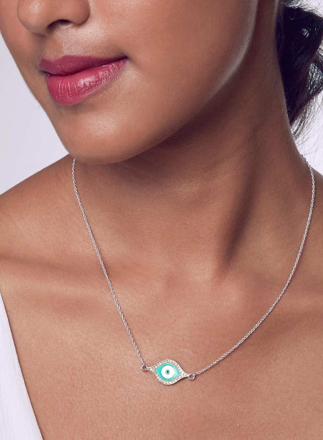 Pipa Bella - Turquoise Plated Cubic Zirconia Amyra Evil Eye Necklace - Image 1