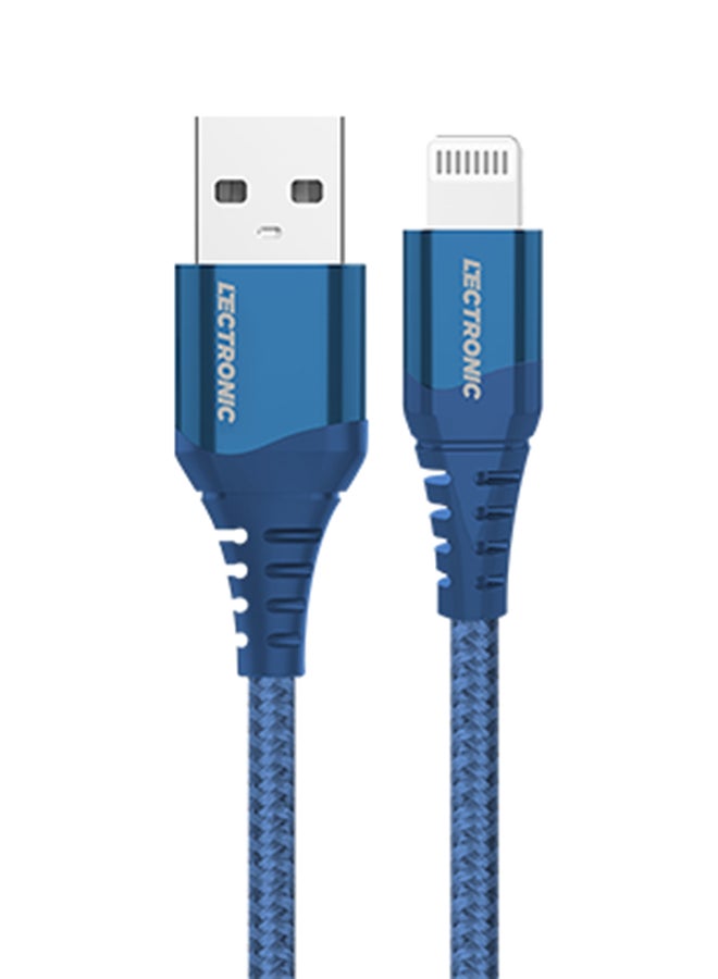 LeCtronic Premium Nylon Braided Type A To Lightning Charging And Sync Cable Navy Blue  - Image 2