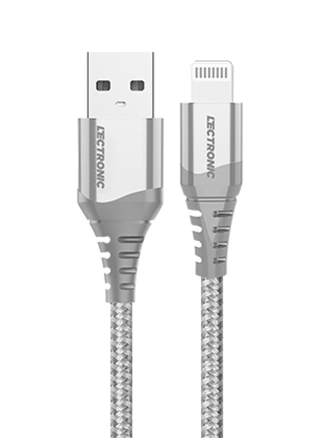 LeCtronic Premium Nylon Braided Type A To Lightning Charging And Sync Cable Gray  - Image 2