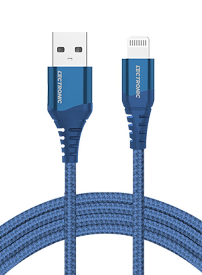 LeCtronic Premium Nylon Braided Type A To Lightning Charging And Sync Cable Navy Blue  - Image 1