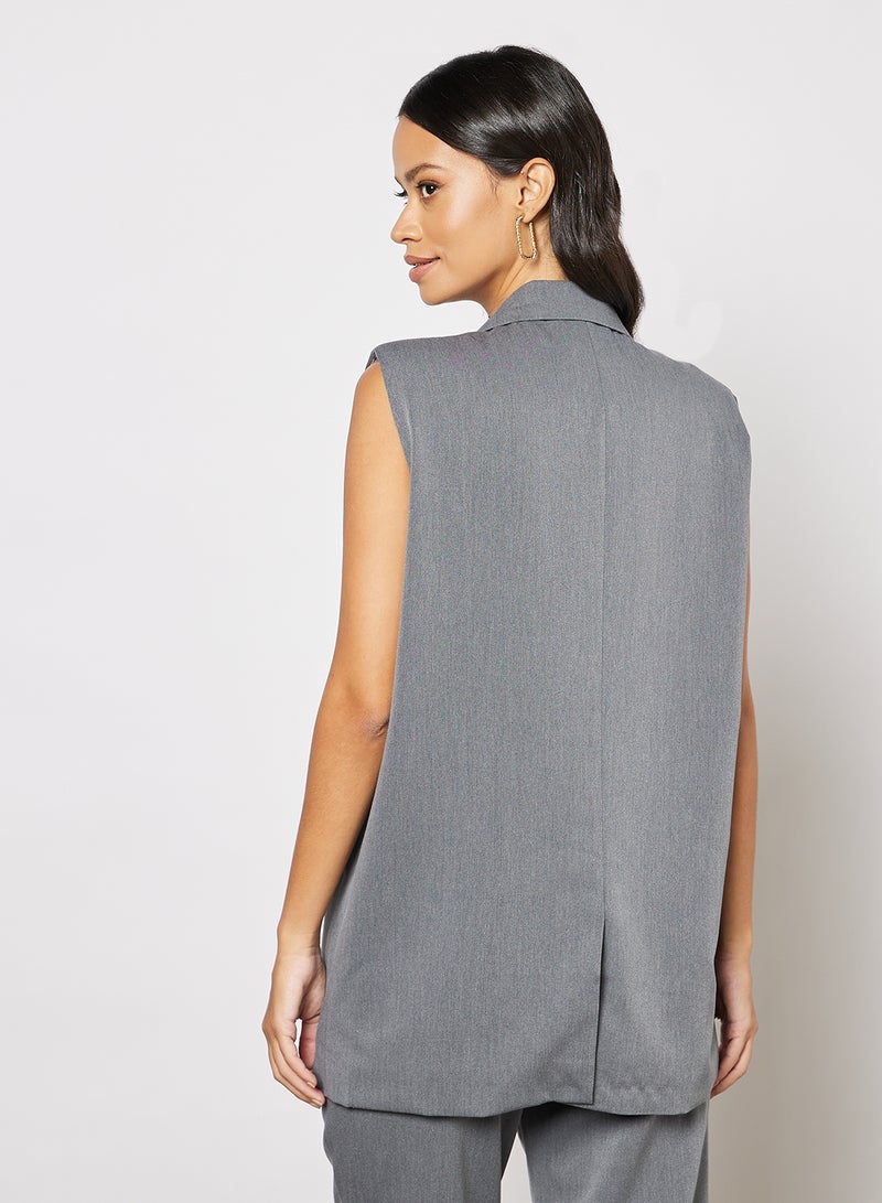 4th & Reckless - Margot Oversized Sleeveless Blazer Grey - Image 1