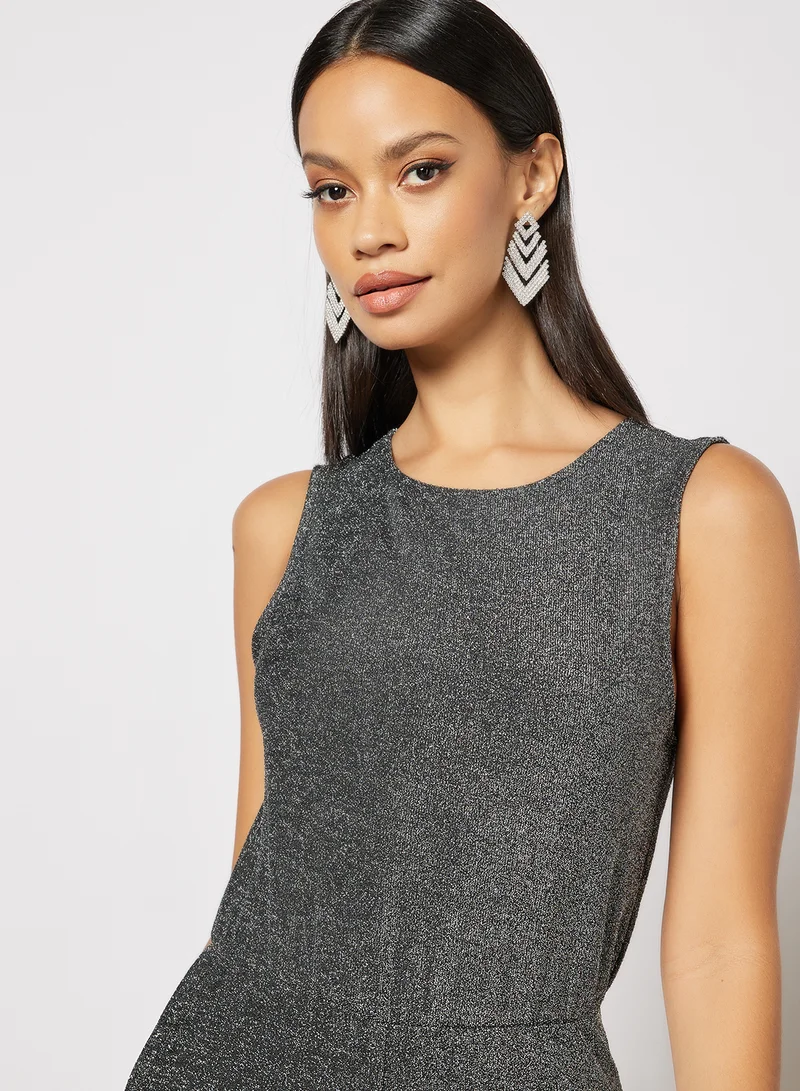 I.Scenery Round Neck Jumpsuit Black