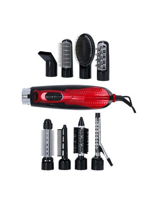 OMH4029- 9 In 1 Multi Function Hair Styler,Hair Straightners,Hair Curler/Roller Set Black/Red