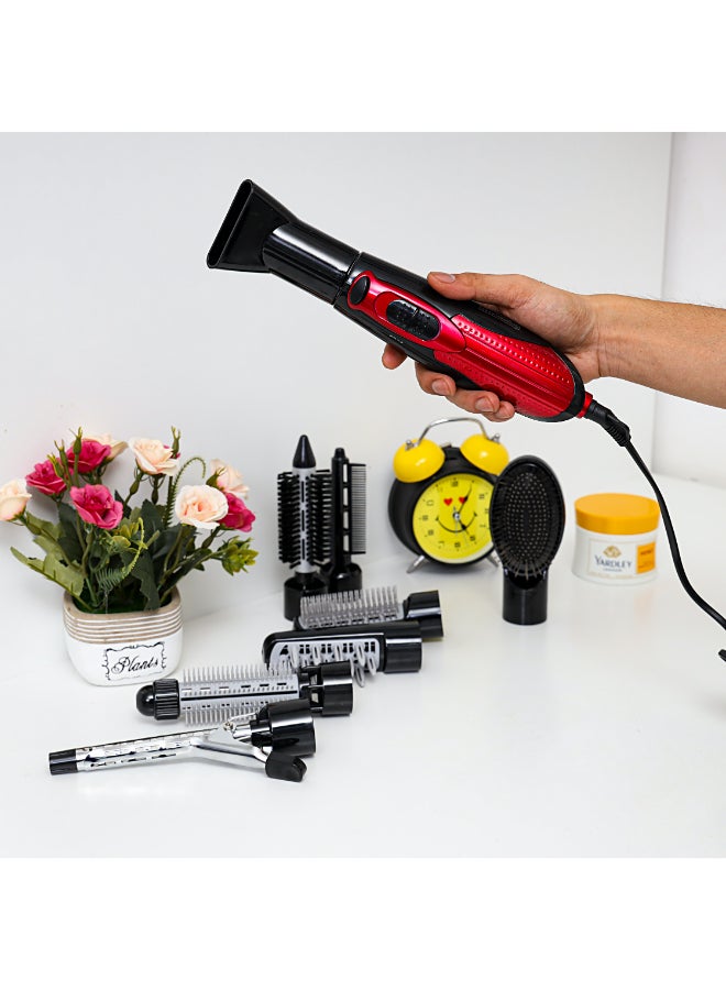 Olsenmark OMH4029- 9 In 1 Multi Function Hair Styler,Hair Straightners,Hair Curler/Roller Set Red/Black  - Image 5