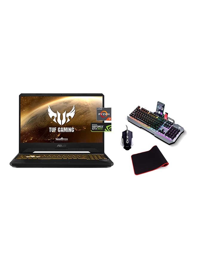 ASUS - TUF FX505DT Gaming Laptop With 15.6-Inch Display, AMD Ryzen 7-3750H Processer/16GB RAM/512GB SSD/4GB NVIDIA GeForce GTX 1650 Graphics Card With Mechanical Keyboard And Mouse/International Version English Black - Image 1