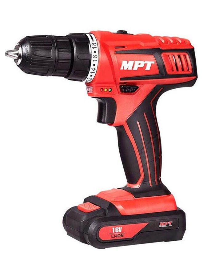 أم بي تي Li-Ion Cordless Drill, 16 Volt Red-Black 10mm