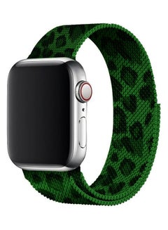 MARGOUN Stainless Steel Mesh Band For Apple Watch Series 7/6/SE/5/4/3/2/1 42mm 44mm 45mm Green/Black  - Image 1