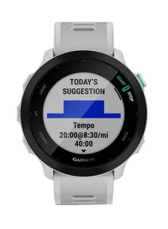 GARMIN Forerunner 55 - 42MM - Up To 14 Days Battery Life - 1.04"inch Sunlight-Visible Display, Scratch Resistant, Chemically Strengthened Glass, Heart Rate Monitor, All Day Stress Monitor, Advanced GPS and Running Features, Built-in GNSS and Sports App, iOS and Android Compatible White  - Image 2
